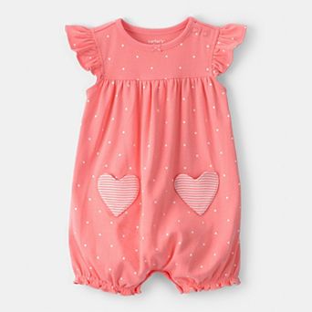 Baby Girl Carter's Heart Pocket Short-Sleeve Romper