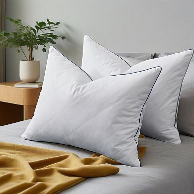 Unikome Set of 2 Goose Feather Bed Pillows-Medium Firm Support for Sleeping