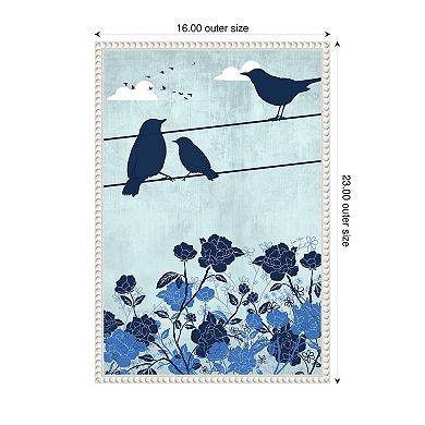 Three Blue Birds by Jemma Morris Framed Canvas Wall Art Print