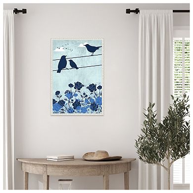 Three Blue Birds by Jemma Morris Framed Canvas Wall Art Print