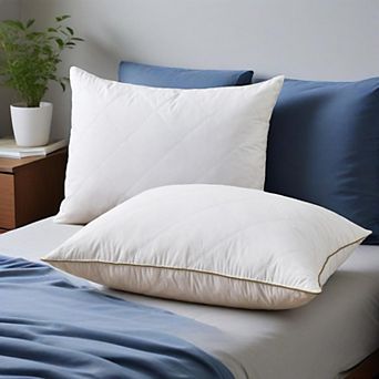 Unikome 2-Pack Goose Feather Bed Pillows Medium Support for Back and Side Sleepers