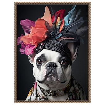 The Regal French Bulldog by Mowzu Framed Canvas Wall Art Print