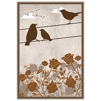 Three Brown Birds by Jemma Morris Framed Canvas Wall Art Print