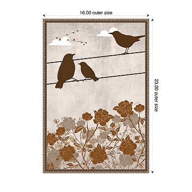 Three Brown Birds by Jemma Morris Framed Canvas Wall Art Print