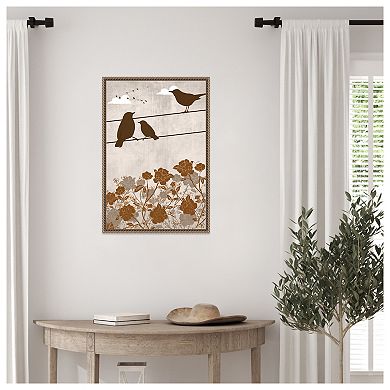 Three Brown Birds by Jemma Morris Framed Canvas Wall Art Print