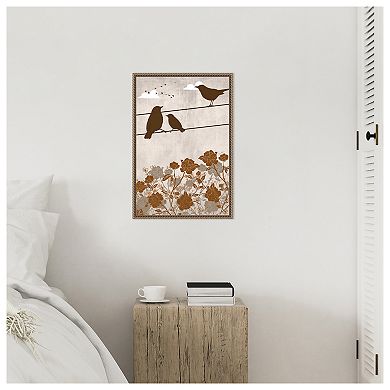 Three Brown Birds by Jemma Morris Framed Canvas Wall Art Print