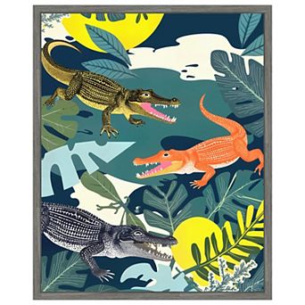 Three Crocodiles by Uma Gokhale Framed Canvas Wall Art Print