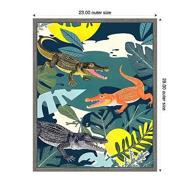 Three Crocodiles by Uma Gokhale Framed Canvas Wall Art Print