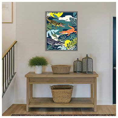 Three Crocodiles by Uma Gokhale Framed Canvas Wall Art Print