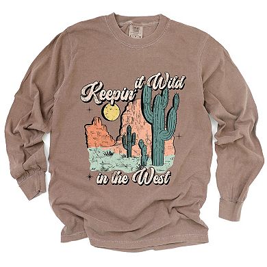 Simply Sage Market Keepin It Wild Colorful Garment Dyed Long Sleeve
