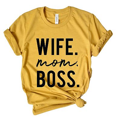 Wife Mom Boss Block - Women's Short Sleeve Graphic T-Shirt
