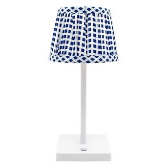 11 in Navy Gingham Cordless Touch Lamp
