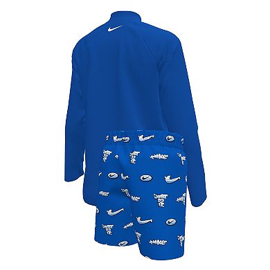 Boys 4-7 Nike 2-Piece Long Sleeve Swim Top & Swim Shorts Set