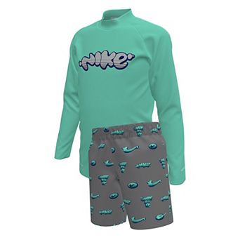 Boys 4-7 Nike 2 pc Long Sleeve Swim Top & Swim Shorts Set