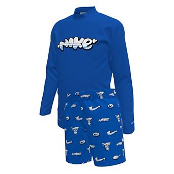 Boys 4-7 Nike 2 pc Long Sleeve Swim Top & Swim Shorts Set