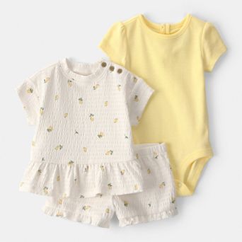 Baby Girl Carter's 3 pc Lemon Top, Bodysuit & Short Set