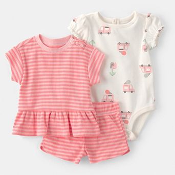 Baby Girls Carter's 3 pc Ice Cream Truck Short-Sleeve Top, Bodysuit & Short Set