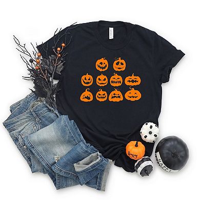 Simply Sage Market Halloween Pumpkin Faces Short Sleeve Tee