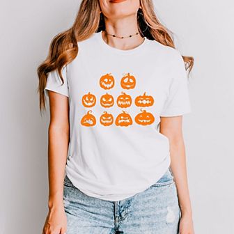 Simply Sage Market Halloween Pumpkin Faces Short Sleeve Tee