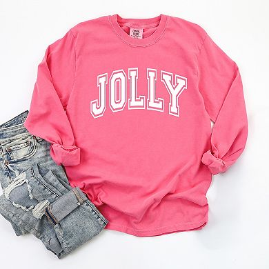 Simply Sage Market Jolly Varsity Thick Outline Garment Dyed Long Sleeve