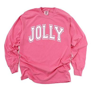 Simply Sage Market Jolly Varsity Thick Outline Garment Dyed Long Sleeve
