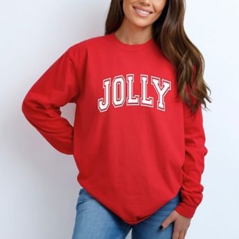 Simply Sage Market Jolly Varsity Thick Outline Garment Dyed Long Sleeve