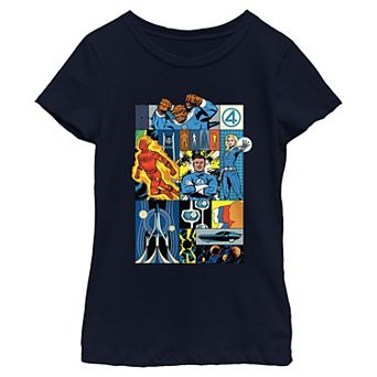Girls 7-16 Marvel The Fantastic Four Comic Style Collage Graphic Tee
