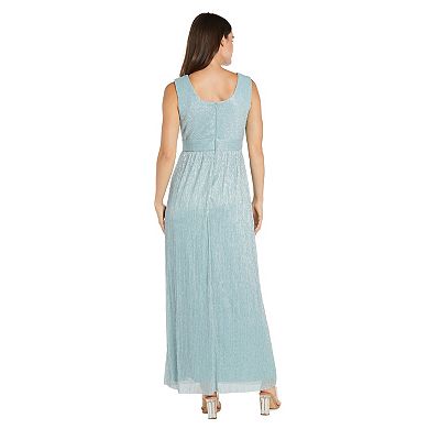 Women's R&M Richards 2-pc. Long Mesh Jacket Dress with Crinkle Pleated Sleeveless Design