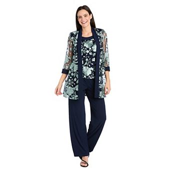 Women's R&M Richards 2 pc Floral Threadwork Pantsuit