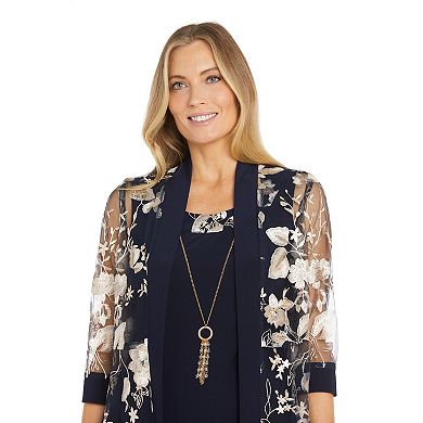 Women's R&M Richards 2-pc. Floral Duster Jacket Dress with Tank Top and Necklace