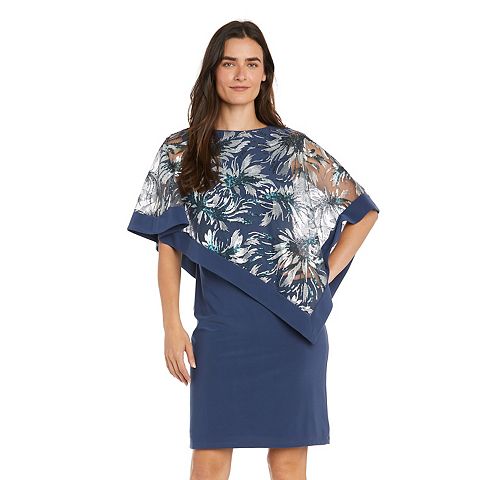 Женские платья R&M Women's R&M Richards Banded Embellished Sequin Poncho Dress