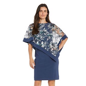 Women's R&M Richards Banded Embellished Sequin Poncho Dress