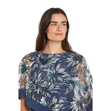 Women's R&M Richards Banded Embellished Sequin Poncho Dress