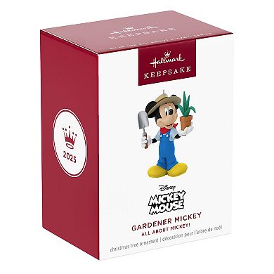Hallmark Keepsake Christmas Ornament Gardener Disney's Mickey Mouse with Plant & Trowel