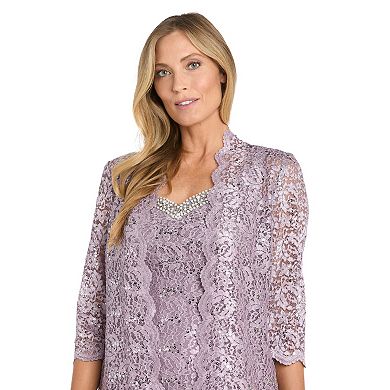 Women's R&M Richards 2-pc. Lace Scalloped Trimmed Jacket & V-Beaded Neckline Dress Set