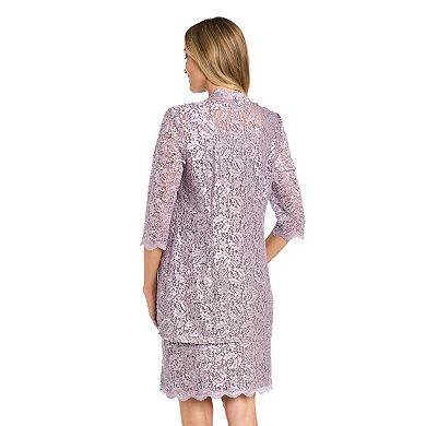 Women's R&M Richards 2-pc. Lace Scalloped Trimmed Jacket & V-Beaded Neckline Dress Set