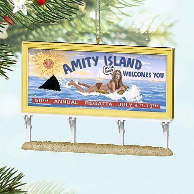 Jaws 50th Anniversary Amity Island Sign Hallmark Keepsake Christmas Ornament