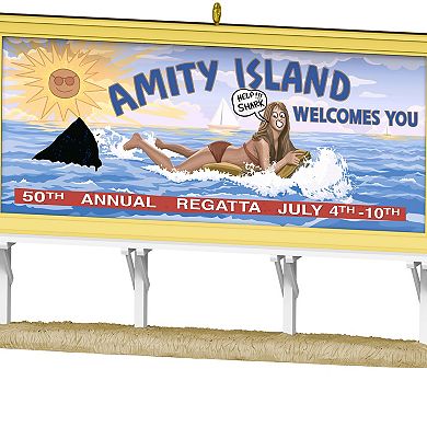 Jaws 50th Anniversary Amity Island Sign Hallmark Keepsake Christmas Ornament