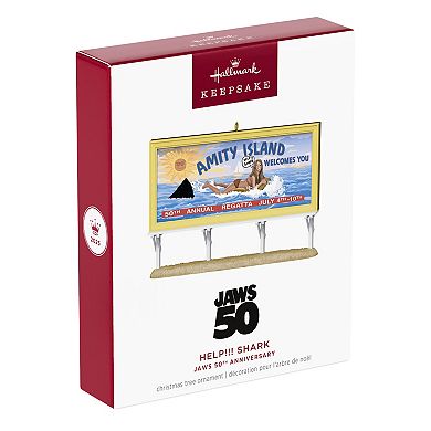 Jaws 50th Anniversary Amity Island Sign Hallmark Keepsake Christmas Ornament