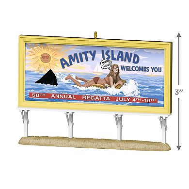 Jaws 50th Anniversary Amity Island Sign Hallmark Keepsake Christmas Ornament