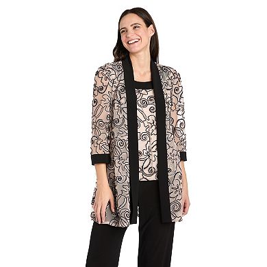 Women's R&M Richards 2-pc. Mock Embellished Two Tone Top & Pants Set
