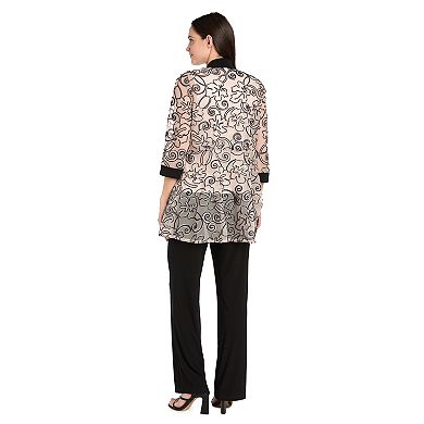 Women's R&M Richards 2-pc. Mock Embellished Two Tone Top & Pants Set