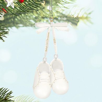 Baby's 1st Christmas Porcelain Baby Booties 2025 Hallmark Keepsake Christmas Ornament