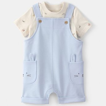 Baby Carter's 2 pc Easter Bunny Shortall & Tee Set