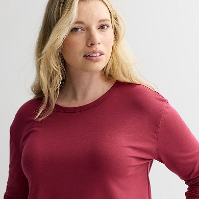 Juniors' Plus Size SO® Core Long Sleeve Crewneck Tee with TRS Fabric