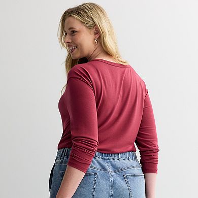 Juniors' Plus Size SO® Core Long Sleeve Crewneck Tee with TRS Fabric