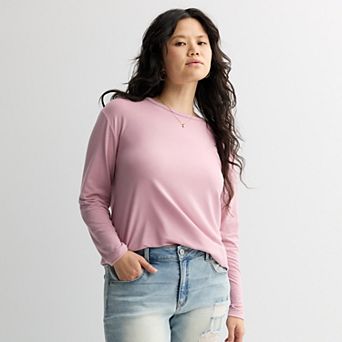 Juniors' Plus Size SO® Core Long Sleeve Crewneck Tee with TRS Fabric