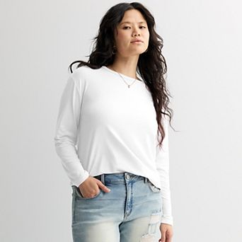 Juniors' Plus Size SO® Core Long Sleeve Crewneck Tee with TRS Fabric