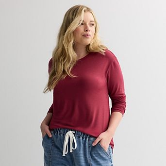 Juniors' Plus Size SO® Core Long Sleeve Crewneck Tee with TRS Fabric