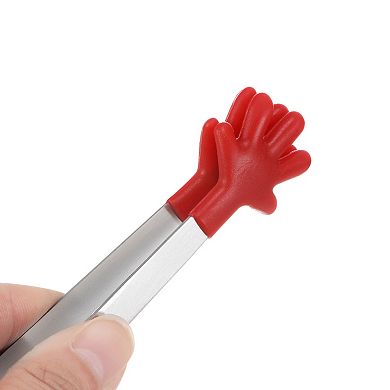 Mini Food Tongs 5.67" Hand Shape Stainless Steel with Silicon Tips Small Kitchen Serving Tongs